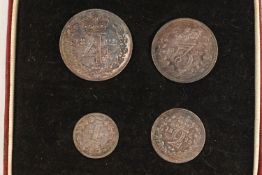 A CASED SET OF FOUR MAUNDY COINS 4d TO 1d GEORGE III 1822