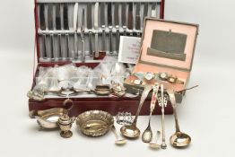 A BOX OF ASSORTED ITEMS, to include a 100 piece gourmet cutlery collection by Housley International,