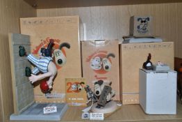 FOUR BOXED ROBERT HARROP WALLACE & GROMIT 'THE WRONG TROUSERS' FIGURINES, comprising a limited