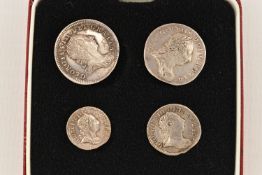 A GEORGE III FOUR COIN MAUNDY CASED SET 1780