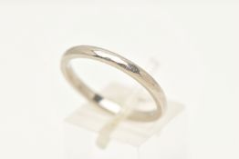 A MID 20TH CENTURY PLATINUM WEDDING BAND, the D-shape cross section band with faceted surface