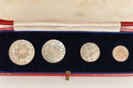 A CASED SET OF CHARLES II MILLED MAUNDY COINS, 4d to 1d (Undated)