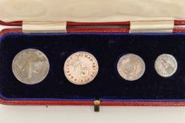 A CASED SET OF FOUR 4d to 1d MAUNDY COINS GEORGE III 1763