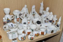 A COLLECTION OF CRESTED WARE, approximately thirty pieces including many pieces by WH Goss, shapes