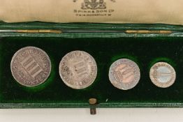 A CASED SET OF FOUR JAMES II MAUNDY COINS 1686