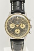 A 1965 STAINLESS STEEL HAND WOUND BREITLING GENEVE 'TWIN-JET' NAVITIMER 806 WRISTWATCH,