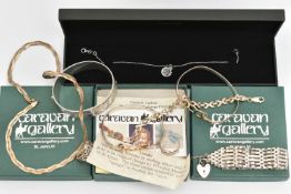 AN ASSORTMENT OF SILVER AND WHITE METAL, to include a silver hinged bangle with floral and