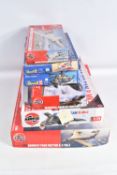 SIX BOXED MILITARY AIRCRAFT 1:72 SCALE UNBUILT MODEL KITS, to include two Revell kits, a Sea King