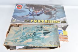 A COLLECTION OF THREE BOXED MILITARY AIRCRAFT MODEL KITS AND FIGURINES, to include a Preiser Pilots,