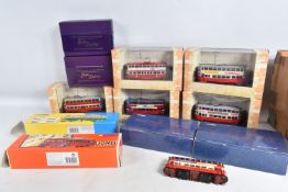 FIVE BOXED CORGI OOC FELTHAM TRAMS, to include Metropolitan - Route 30, No.OM40506, an unboxed