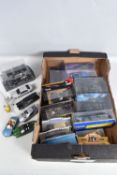 A TRAY CONTAINING A SELECTION OF MIXED BOXED DIECAST VEHICLES, to include a Corgi Jaguar XJS