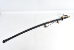 A NINETEENTH TO TWENTIETH CENTURY CAVALRY SWORD WITH SCABBARD, we cannot find any markings on the