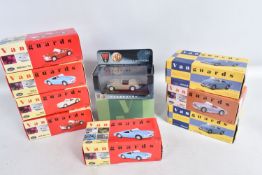 TEN BOXED 1:43 SCALE DIECAST VANGUARDS MGA AND MGB MODEL VEHICLES, to include a Limited Edition