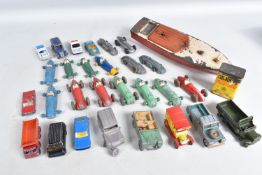 A QUANTITY OF UNBOXED AND ASSORTED PLAYWORN DINKY TOYS RACING CARS, to include Hotchkiss, No.23b,
