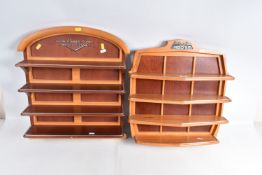 TWO WOODEN WALL MOUNTED FRANKLIN MINT DISPLAY UNITS, the first for the 'The Classic Cars of the