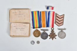A WWI ROYAL ARMY MEDICAL CORPS TRIO OF MEDALS WITH ORIGINAL BOXES, the medals are named to 2051