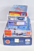SIX BOXED MILITARY AIRCRAFT 1:72 SCALE UNBUILT MODEL KITS, to include a Hasegawa Hobby Kits