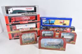 TEN BOXED DIECAST MODEL TRANSPORT VEHICLES, to include an ERF Dropside 2 axle 'Derek Horton' item