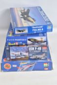 FOUR BOXED MILITARY AIRCRAFT 1:48 SCALE UNBUILT MODEL KITS, to include a Trumpeter 'Seahawk' FGA.