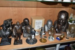 A COLLECTION OF SIR WINSTON CHURCHILL BUSTS, FIGURES AND OTHER ITEMS, to include ten resin busts