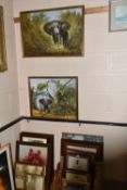 A SMALL QUANTITY OF PICTURES AND PRINTS ETC, to include two oil paintings depicting African