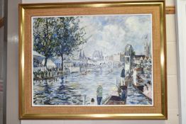 JEREMY KING (BRITISH 1933-2020) 'THE FINISH, HENLEY', a depiction of Henley Royal Regatta on the