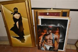 SEVEN OIL AND CHARCOAL SKETCHES, the oils comprise a portrait study of three nude female figures,