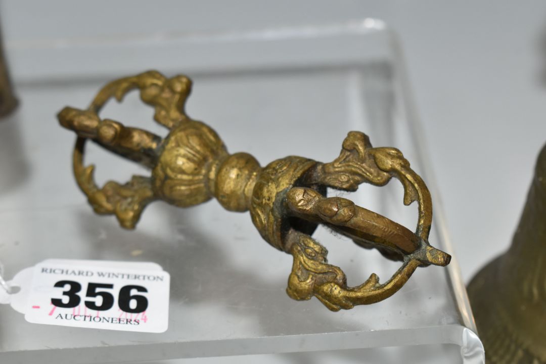 A GROUP OF ASIAN METAL WARE, possibly Tibetan and Indian in origin, comprising a napkin ring - Image 7 of 9