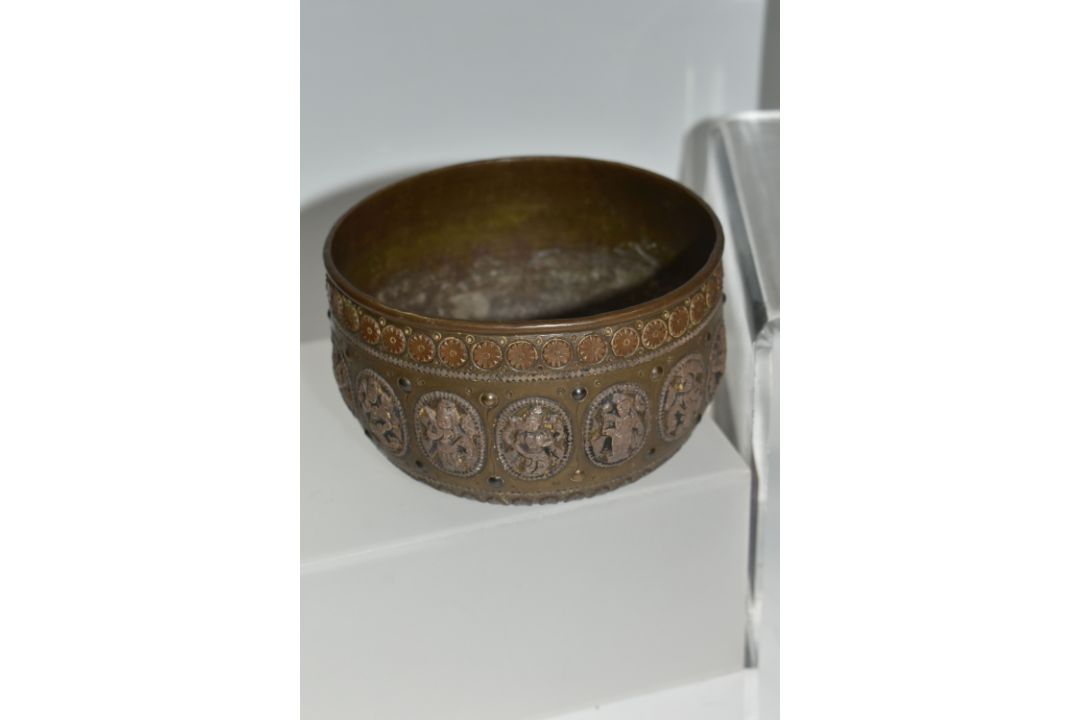 A GROUP OF ASIAN METAL WARE, possibly Tibetan and Indian in origin, comprising a napkin ring - Image 2 of 9