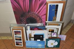A SMALL QUANTITY OF PAINTINGS, PRINTS AND IKEA PICTURE FRAMES ETC, to include an oil on board