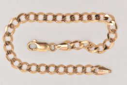 A 9CT GOLD CURB LINK BRACELET, fitted with a lobster clasp, hallmarked 9ct Sheffield, length
