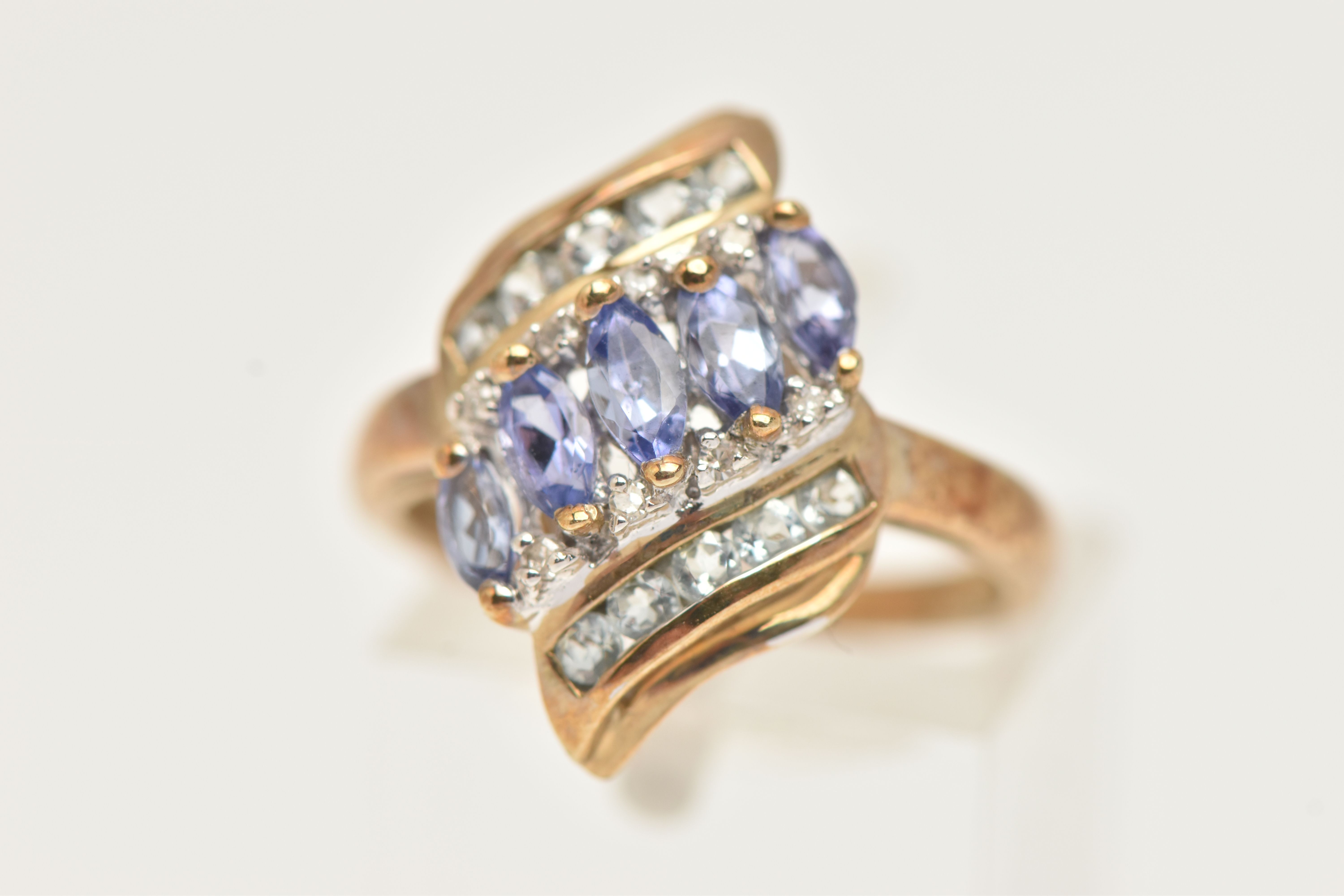 A 9CT GOLD GEM SET DRESS RING, a multi gem set ring, yellow gold mount, hallmarked 9ct Birmingham,
