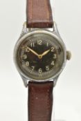 A GENTS MILITARY ISSUE 'BULOVA' TYPE A-11 WRISTWATCH, manual wind, round back dial with Arabic