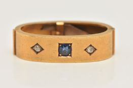 A LATE VICTORIAN 15CT GOLD GEM SET SCARF/CRAVAT CLIP, of an oval form set with a central circular