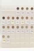 A RUN OF THREE PENCE 3d COINS 1947, 48 and 1950 GEORGE VI, to include Elizabeth II 3d 17 coin run