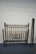 A SHOOLBRED AND CO VICTORIAN BRASS 4FT6 BRASS BEDSTEAD, with irons (condition report: one iron is