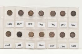 A GROUP OF THREE PENCE 3d COINS VICTORIA 1838 (full ear) through to 1851, all Fourteen coins in VF