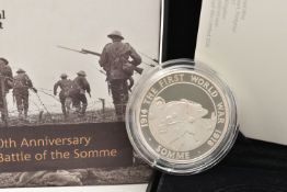 A BOXED ROYAL MINT 'THE 100TH ANNIVERSARY OF THE BATTLE OF THE SOMME' 2016 UNITED KINGDOM £5