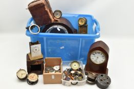 A BOX OF ASSORTED CLOCK AND WATCH PARTS, to include a selection of wristwatches and pocket
