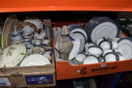 TWO BOXES OF CERAMICS, to include a Lladro Gres Monk no 2060, sculptor Salvador Debon, issued 1997-