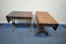 A REGENCY MAHOGANY DROP LEAF PEMBROKE TABLE, with a singe drawer, 100cm x depth 55cm x height