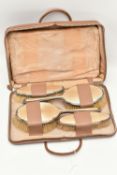 A 'MAPPIN & WEBB' VANITY SET AND CASE, a soft carry case, encasing a complete silver vanity set,