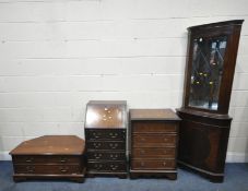 A SELECTION OF LATE 20TH CENTURY, to include a bureau, with a fall front door, above four drawers, a