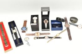 AN ASSORTMENT OF WRISTWATCHES AND A NECKLACE, ten wristwatches, names to include Sekonda, Braun,