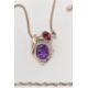 TWO WHITE METAL GEM SET NECKLACES, the first a modern multi gem set art nouveau style pendant, - Image 2 of 3