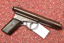 A .177 ACCLES & SHELVOKE THE WARRIOR SIDE-LEVER AIR-PISTOL, serial no.5184, F. Clarke’s Patent,
