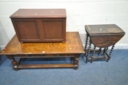 A RECTANGULAR COFFEE TABLE, with two frieze drawers, width 131cm x depth 65cm x height 49cm, a