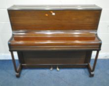 A BERESFORD MAHOGANY CASED UPRIGHT PIANO, no visible serial number, width 135cm x depth 55cm x