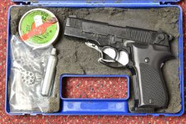 A CASED WALTHER CO2 CP88 .177 AIR PISTOL, serial no.A0068605, marked to the side 'cal. 4.5mm/.177