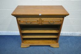 A LATE 20TH CENTURY OAK OPEN BOOKCASE, with a single drawer, width 102cm x depth 46cm x height